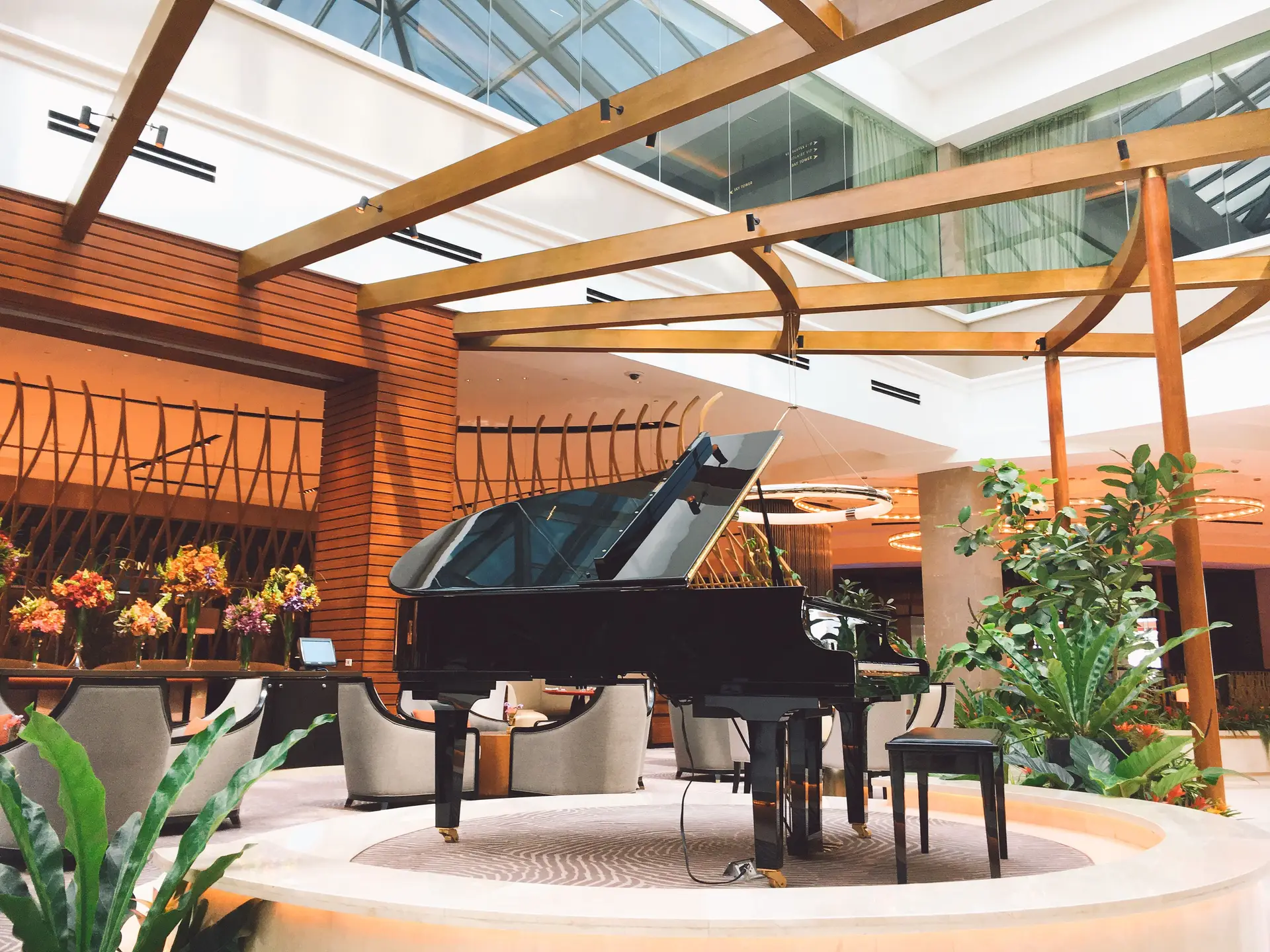 Luxurious hotel lobby ambience
