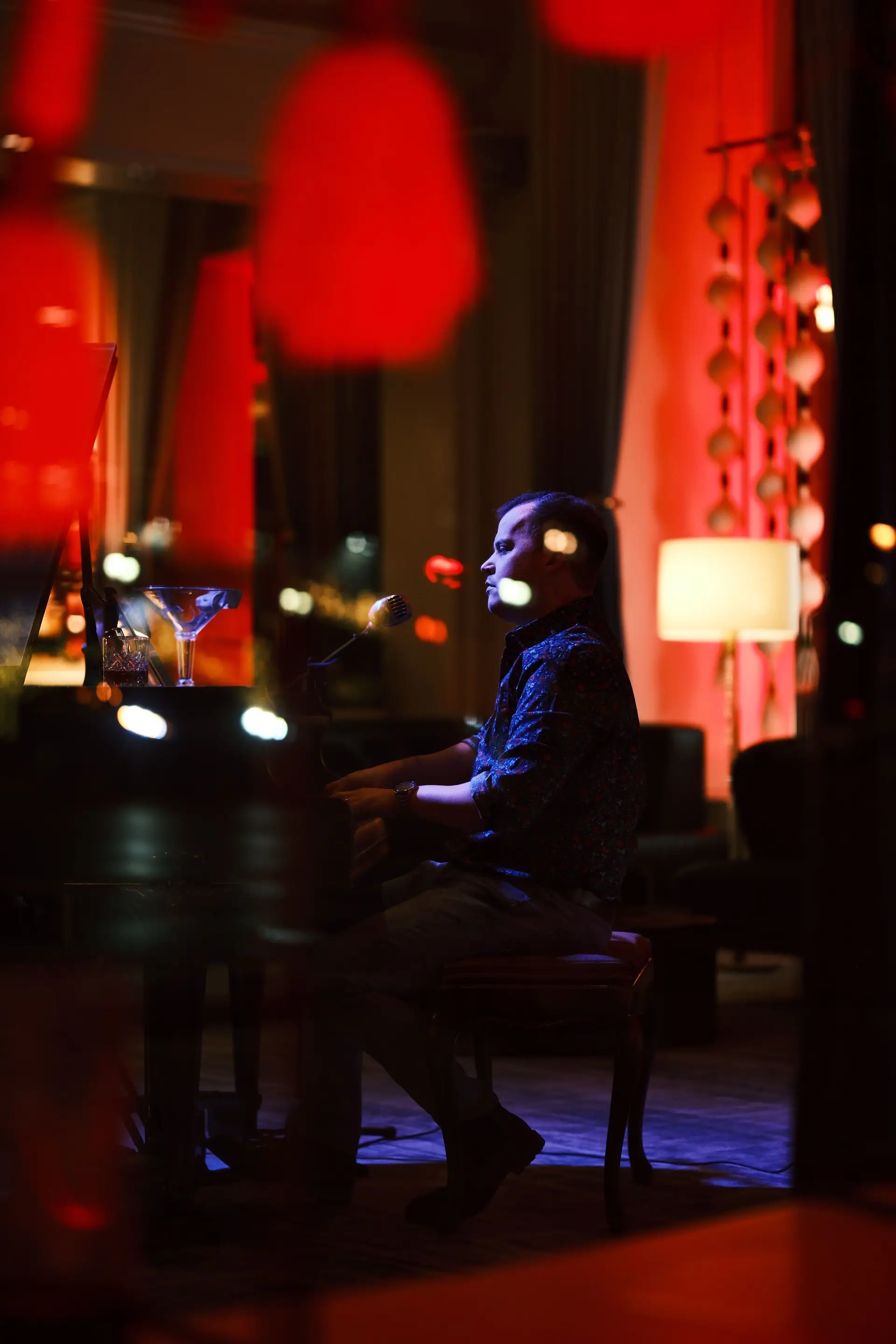 Live jazz band performing in an elegant evening lounge